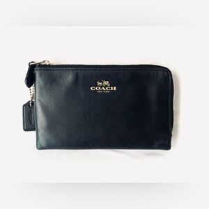 Coach Black Leather Zip Pouch